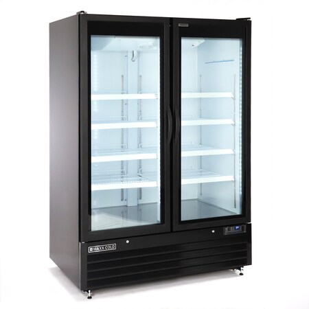 Maxx Cold Double Glass Door Merchandiser Freezer, Large, 54 in.W, 50 cu. ft., in Black MXGDM-50FBHC